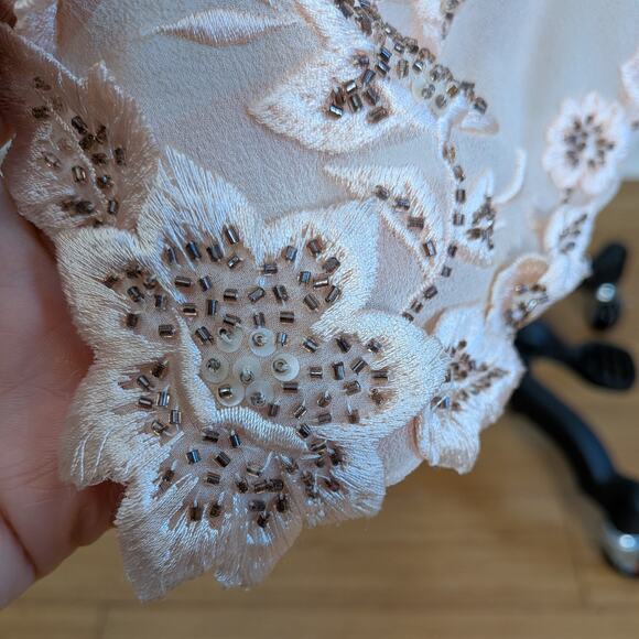 Vintage Sue Wong Prom Dress Maxi Gown 10 Pink Silk Y2K Fairy Bead Floral Nymph - Picture 9 of 16